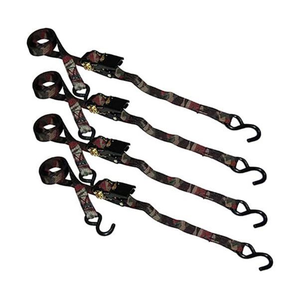 1” x 8’ S-Hook Ratchet Tie-Down, Camo Style, 4 Pack