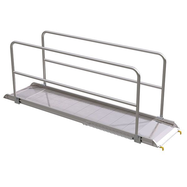 Aluminum Walk Ramp Hook Style w/Handrails - 28" X 10'