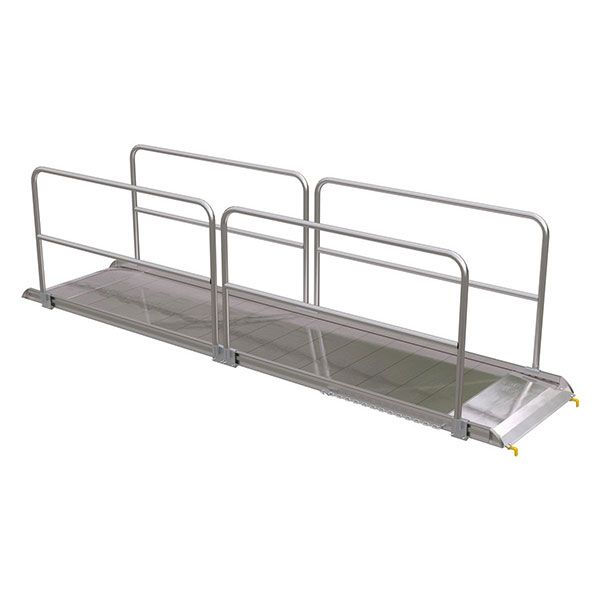 Aluminum Walk Ramp, Hook Style w/Handrails - 38" X 10'