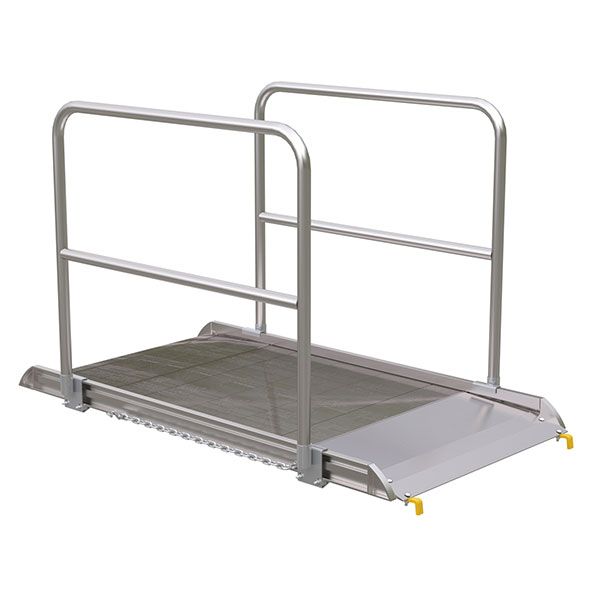 Aluminum Walk Ramp, Hook Style w/Handrails - 38" X 4'