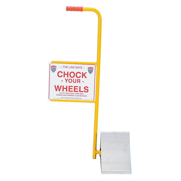 Aluminum Wheel Chock With Handle & SignParallel Industrial