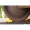 2 Steel Rail Car Chocks with Sign and Handle