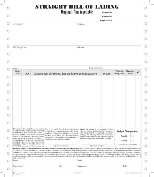 Bill of lading Continuous format, P/N: BLC002-C3 A