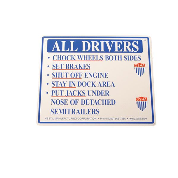 Aluminum Driver Beware Instruction Sign