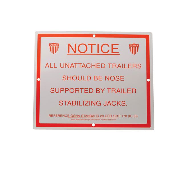 Stabilizing Trailer Instruction Sign