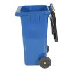 32-gallon blue HDPE trash can side angle