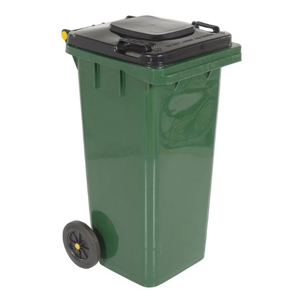 32-gallon green HDPE trash can front view