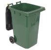64-gallon green HDPE trash can rear view