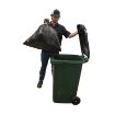 64-gallon green HDPE trash can close-up lid