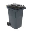 64-gallon gray HDPE trash can front view