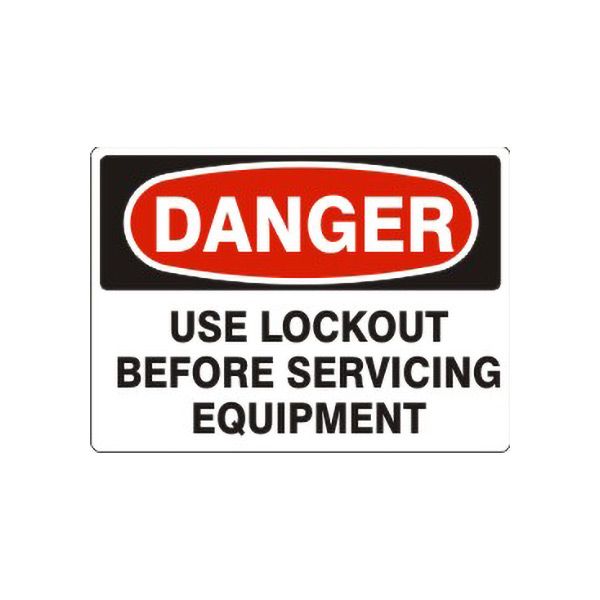 Danger: Use Lockout Before Servicing Equipment sign - D-923814