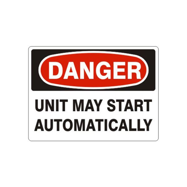 Danger: Unit May Start Automatically sign - D-860814