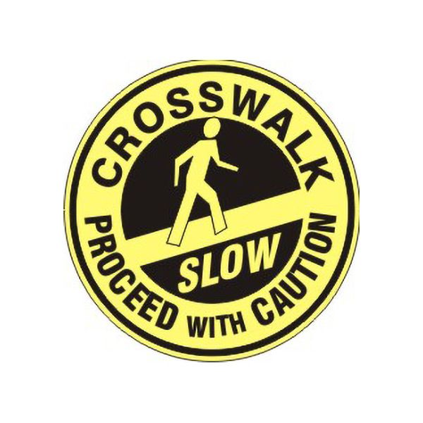 Crosswalk Proceed With Caution Slow   Person Walking Floor Decal - FD-43
