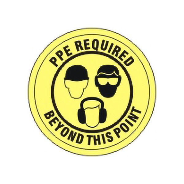 PPE Required Beyond This Point With Three Worker Heads Pictos Floor Decal - FD-46