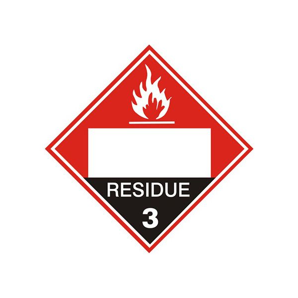 Combustible Residue - Blank Box - Class 3 Placard sign - DOT-08311