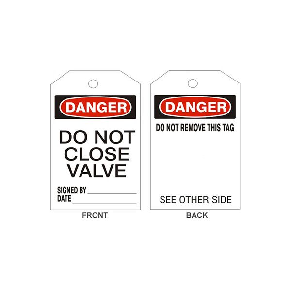 Danger Do Not Close Valve Tags - Back 1 - LT-105-1