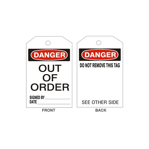 Danger Out Of Order Tags - Back 1 - LT-120-1