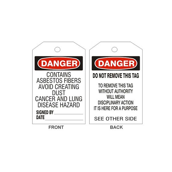 Danger Contains Asbestos Fibers Tag - Back 2 - LT-132-2
