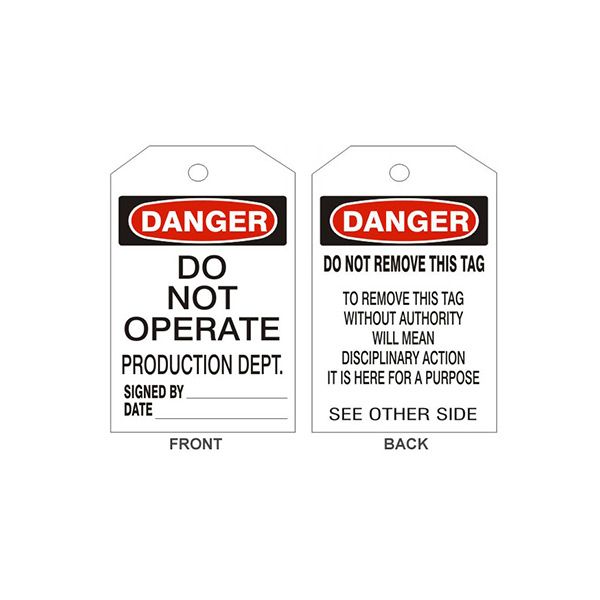 Danger Do Not Operate  Production Dept Tags - Back 2 - LT-136-2
