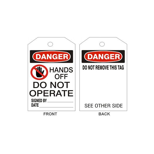 Danger Hands Off Do Not Operate Picto Tags - Back 1 - LT-140-1