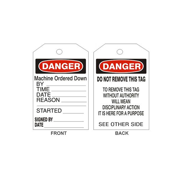 Machine Ordered Down Tags - Back 2 - LT-142-2