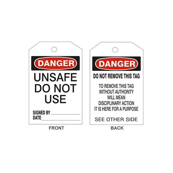 Danger Unsafe Do Not Use Tags - Back 2 - LT-145-2