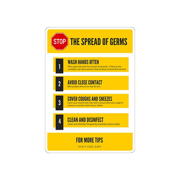 Stop The Spread Of Germs - Germ And Virus Prevention Sign - GV-22223