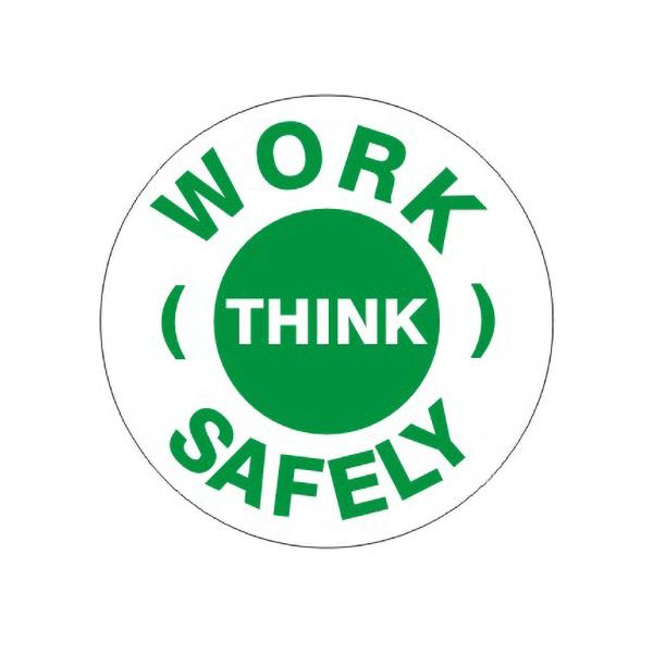 Work Safely Think  Whit/Green Circle  – Helmet / Hard Hat Markers - HM-6