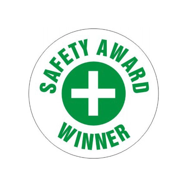 Safety Award Winner With  Wht/Grn Cross In Circle 25 – Helmet / Hard Hat Markers - HM-13