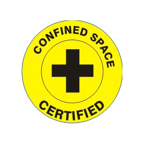 Coined Space Certified With Cross Picto  – Helmet / Hard Hat Markers - HM-109