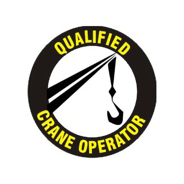 Qualified Crane Operator With Picto Of Crane Top With Hook – Helmet / Hard Hat Markers - HM-115
