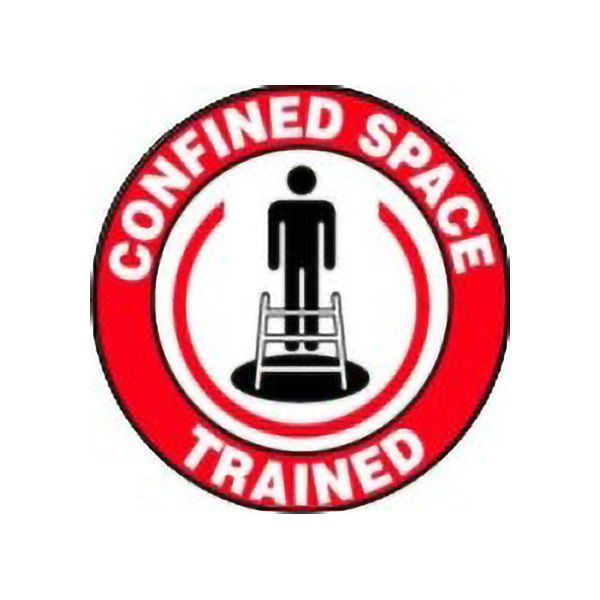 Coined Space Trained Picto Silhouette Of Man Above Hole With – Helmet / Hard Hat Markers - HM-110