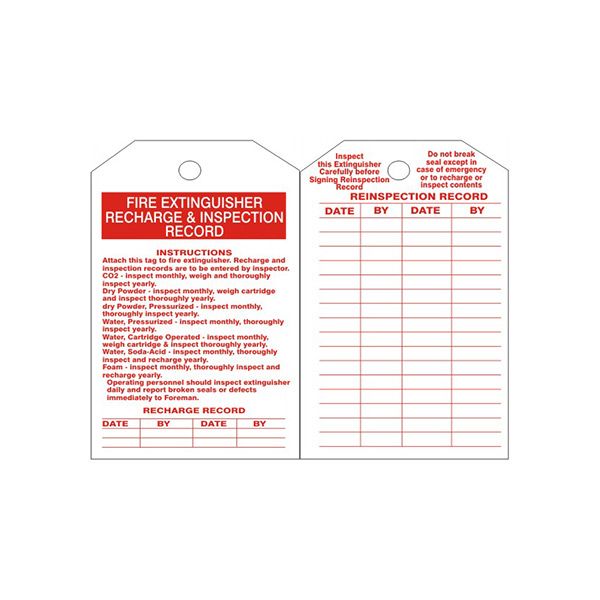 Fire Extinguisher Recharge And Inspection Tags sign - LT-206