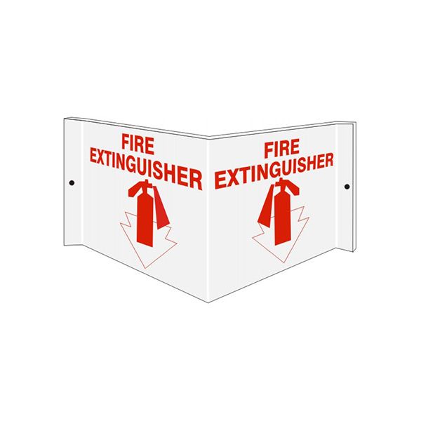 Three dimensional Fire Extinguisher With Arrow Pointing Down - Projecting Wall sign - PWS-12