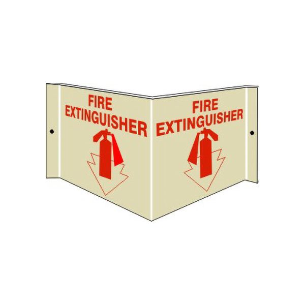 Three dimensional Fire Extinguisher With Arrow Pointing Down - Projecting Wall sign - PWSGL-12