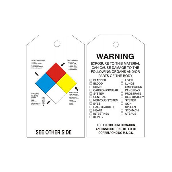 Right-To-Know Accident Prevention Tag Health Fire Reactivity - RTK-03