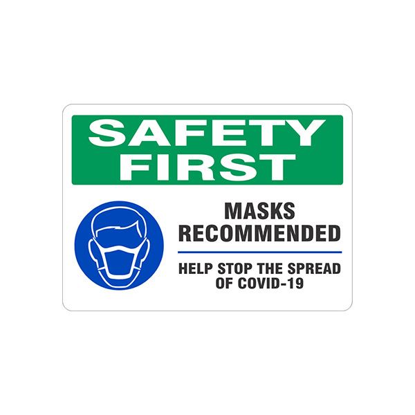 Masks Recommended Help Stop The Spread Of Covid-19R - Germ And Virus Prevention Sign - S-MR23