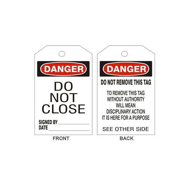 Danger Do Not Close Tags - Back 2, Tagboard, 6.125X3