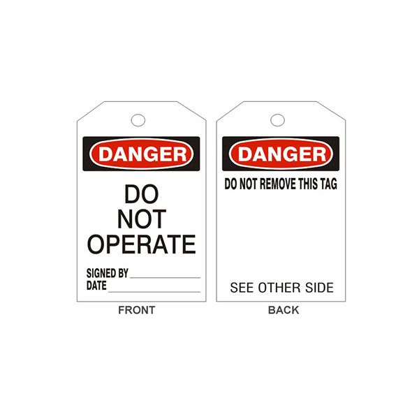 Danger Do Not Operate Tags - Back 1, Rigid Vinyl, 6.125X3