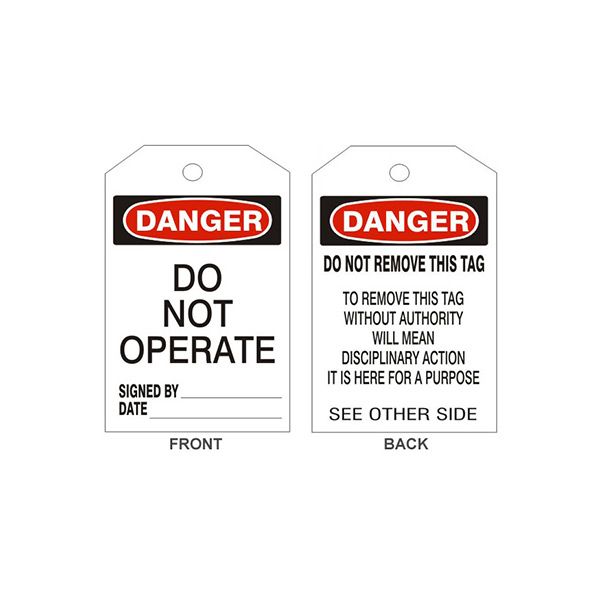 Danger Do Not Operate Tags - Back 2, Rigid Vinyl, 6.125X3