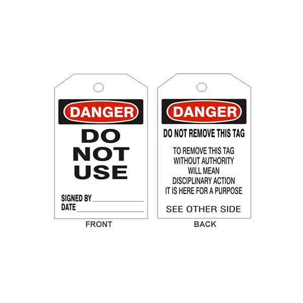 Danger Do Not Use Tags - Back 2, Rigid Vinyl, 6.125X3