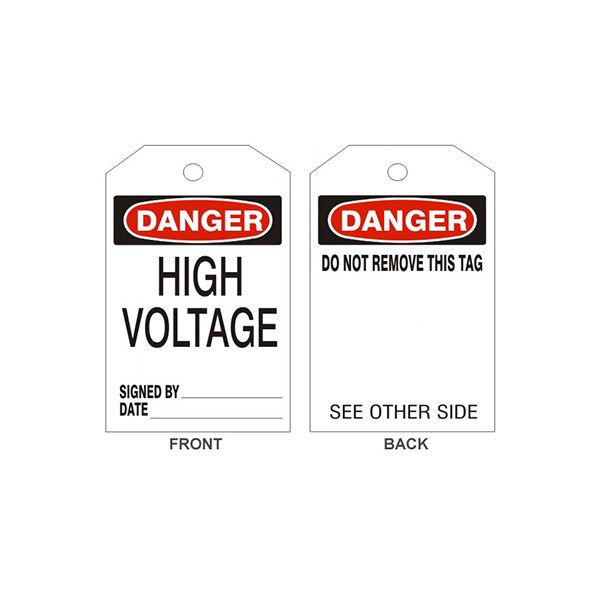 Danger High Voltage Tags - Back 1, Tagboard, 6.125X3