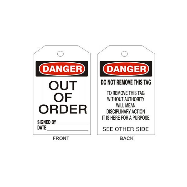 Danger Out Of Order Tags - Back 2, Tagboard, 6.125X3