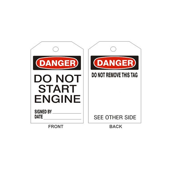 Danger Do Not Start Engine Tags - Back 1, Tagboard, 6.125X3