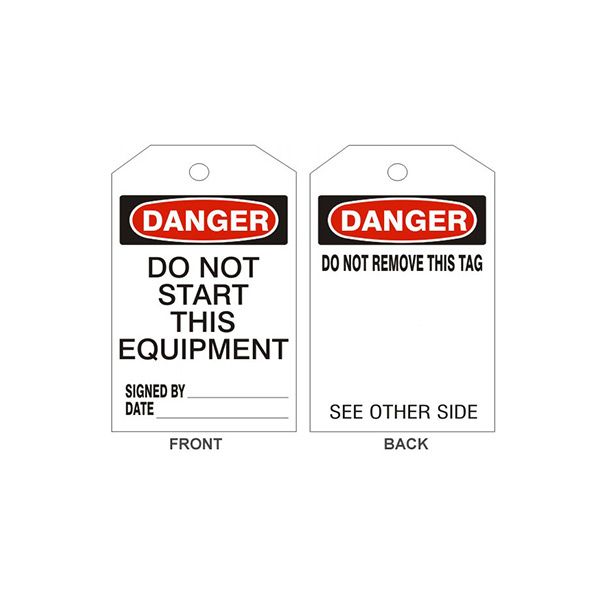 Danger Do Not Start This Equipment Tags - Back 1, Tagboard, 6.125X3