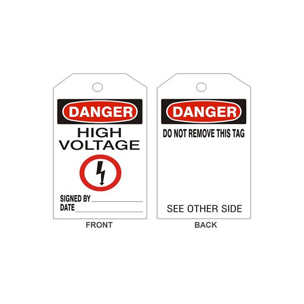 Danger High Voltage Electric Picto Tags - Back 1, Tagboard, 6.125X3