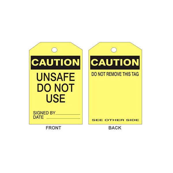 Caution Unsafe Do Not Use Tag, Tagboard, 6.125X3