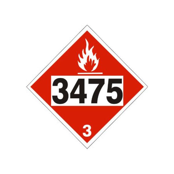 3475 Ethanol And Gas Mixtures - Class 3 Placard, Rigid Vinyl, 10.75