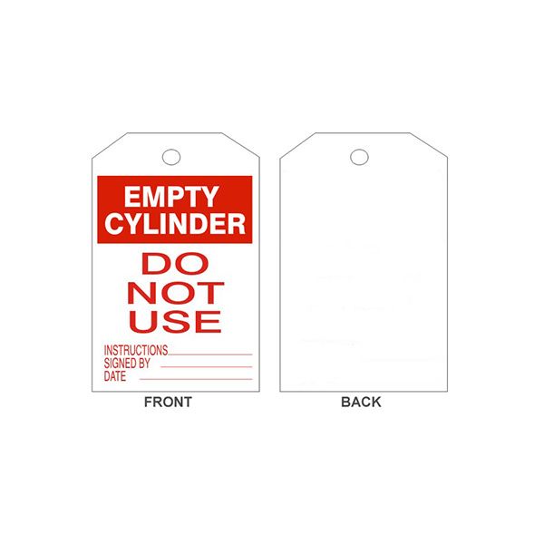Empty Cylinder Tags, Rigid Vinyl, 6.125X3