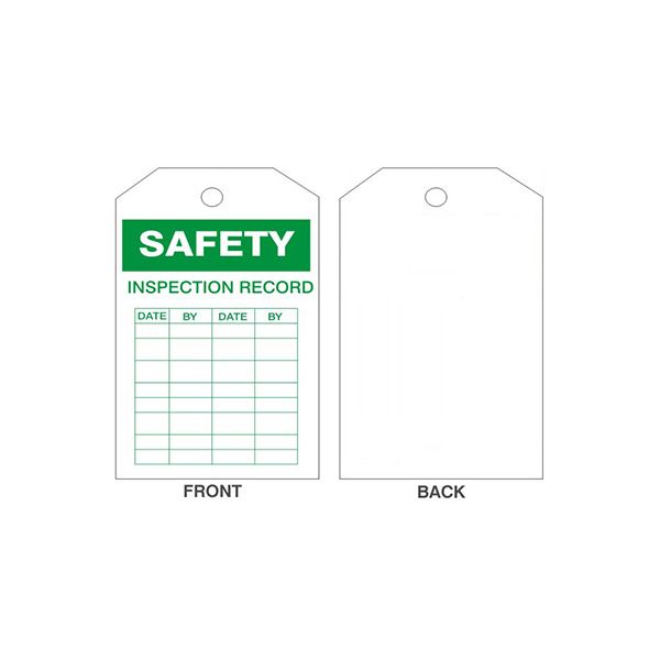Safety Inspection Record Tag, Rigid Vinyl, 6.125X3